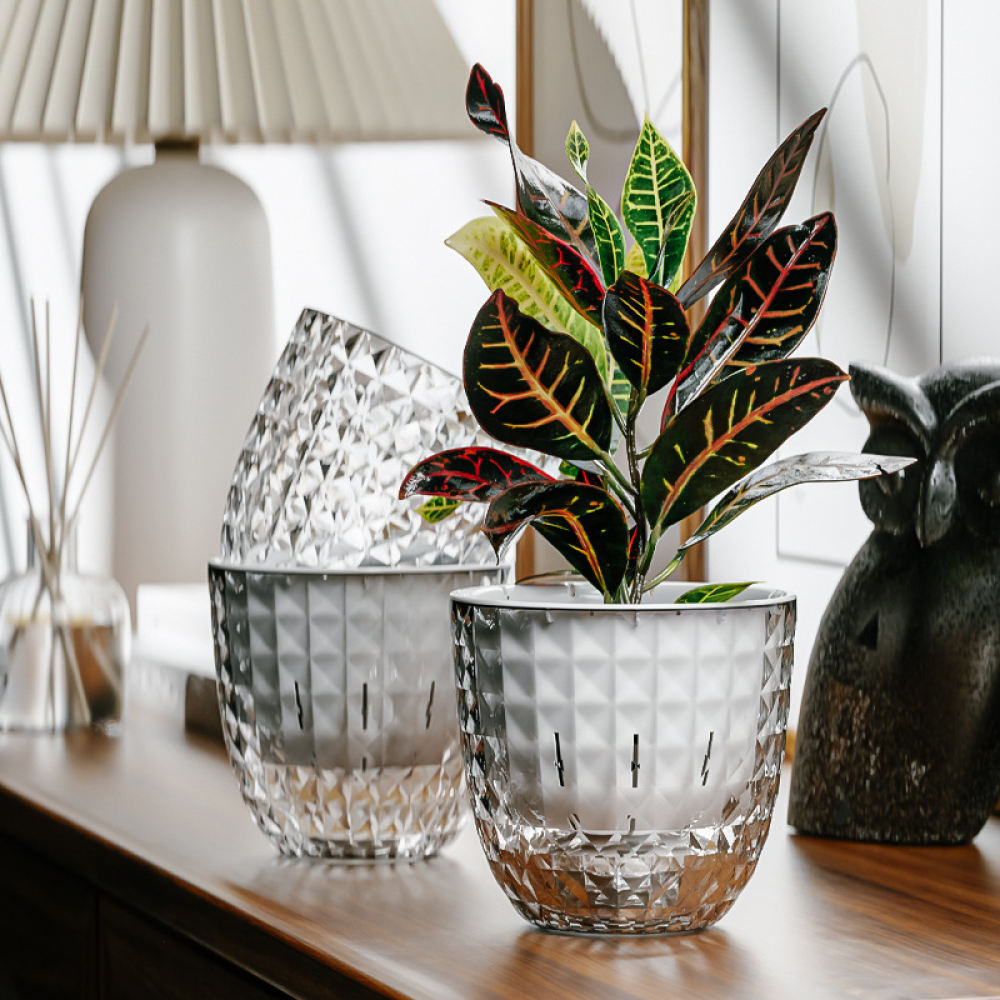 Self-Watering Planter - Decorative Plastic Flower Pot Self Watering