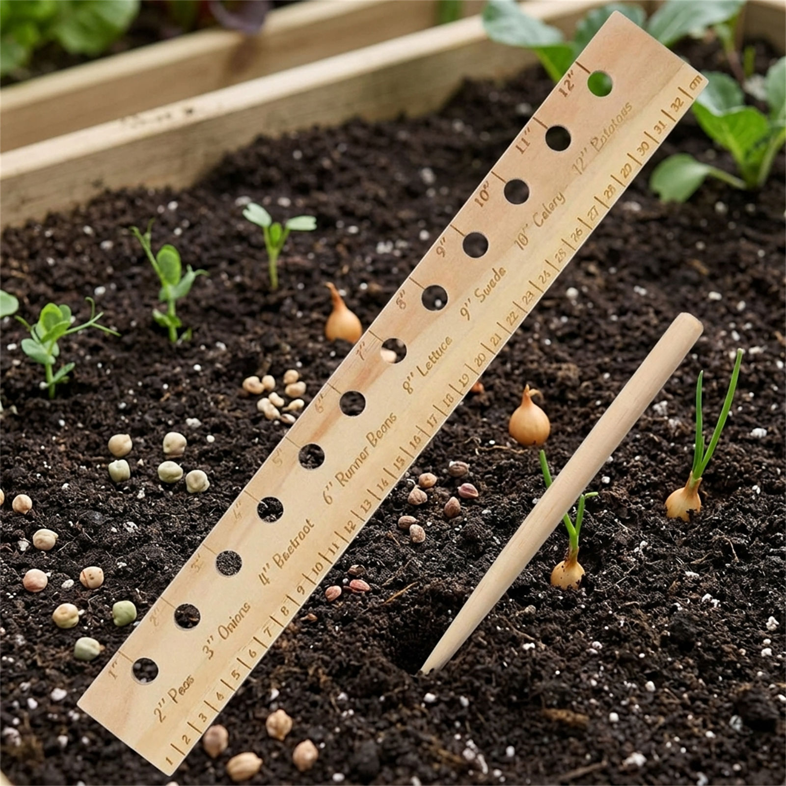 Solid Wood Planting Ruler for  - Gardening Tools Vegetables review and price